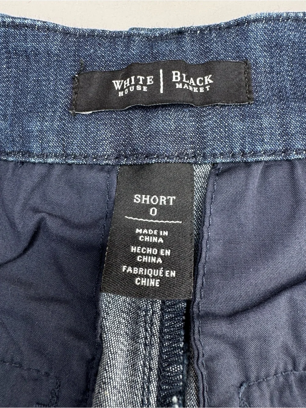 WHITE HOUSE BLACK MARKET Mid Rise Tailored Denim Shorts 0 Indigo Stretch